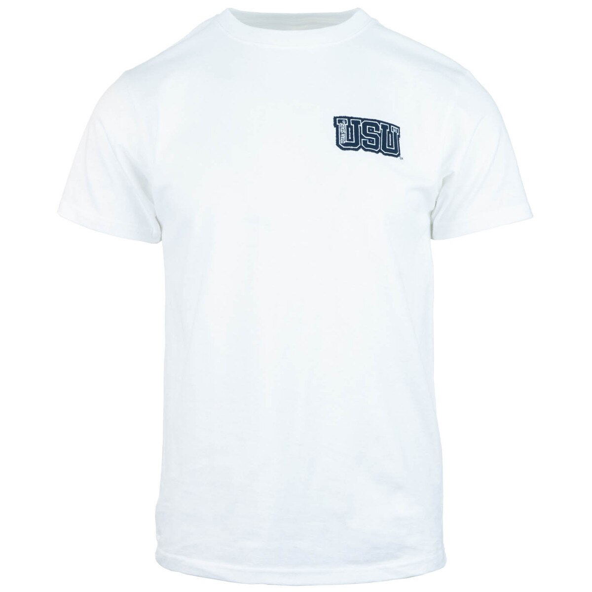 Usu small embroidered logo white unisex t-shirt